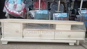 Long Tv Stand Console, With Two Drawers, White and Brown Available