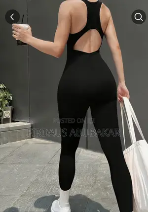 Black Fitted Jump Suit for Exercise or Outings