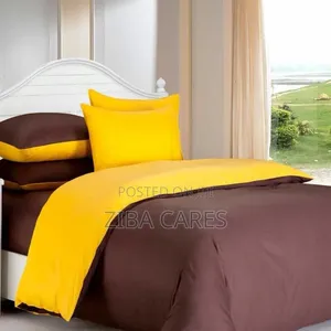 Duvet, Bedsheet and Pillowcases 6x6, Yellow and Dark Chocolate