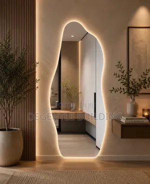 Elegant Asymmetrical Backlit Mirror