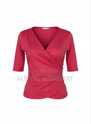 Red Ruched Wrap Top With Skirt