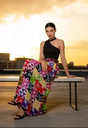 Vibrant African Print Patchwork Maxi Skirt