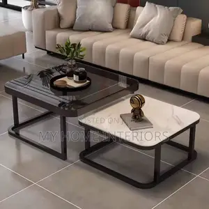 Marble and Glass Top 2 in 1 Center Table