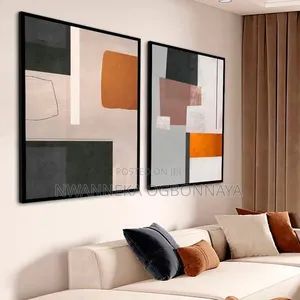 2 Set Abstract Canvas Artwork With Acrylic Glass