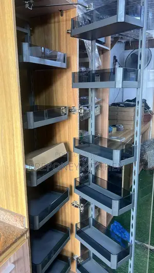 6 Shelf Glass Coated Kitchen Pantry Cabinet