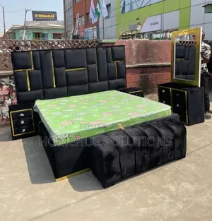 6by6 Bedframe With Mattress, Dresser, Ottoman and Two Side Drawers