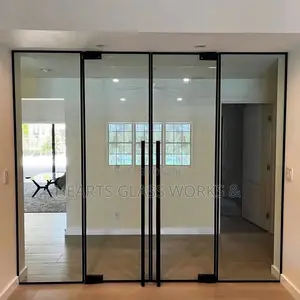 Double Panel Frameless Tempered Glass Door With Steel Hardware