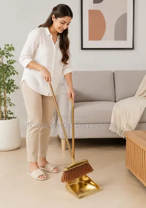 Luxury Gold Broom and Dustpan Set.