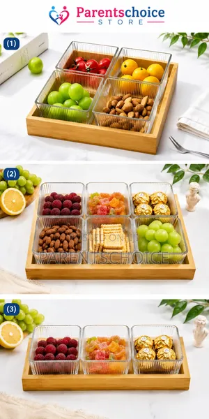 Multi-Compartment Glass Snack Tray Set Collection- 3/4/6compartments