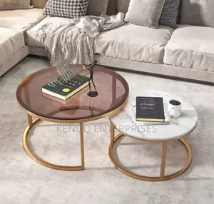 Gold N White Marble Center Table 2 in 1