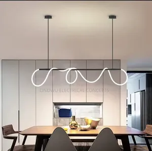 Duplex Staircase Lamp Long Chandelier Black Gold Modern Minimalist