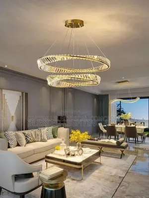 Modern Crystal Lustre Ceiling Chandelier Gold Irregular Ring Pendant