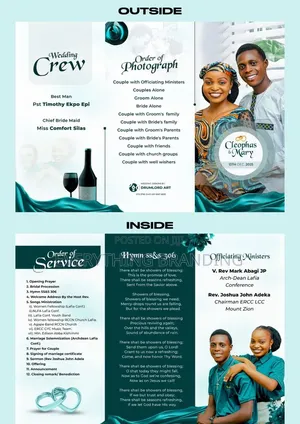 Wedding Programme Printing A5 Trifold Invitation Booklet