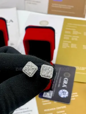 VVS Moissanite Diamond Unisex Bitcoin Shape Earrings in Store