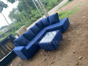 Blue L Shaped With Center Table