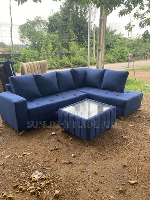 Blue L Shaped With Center Table