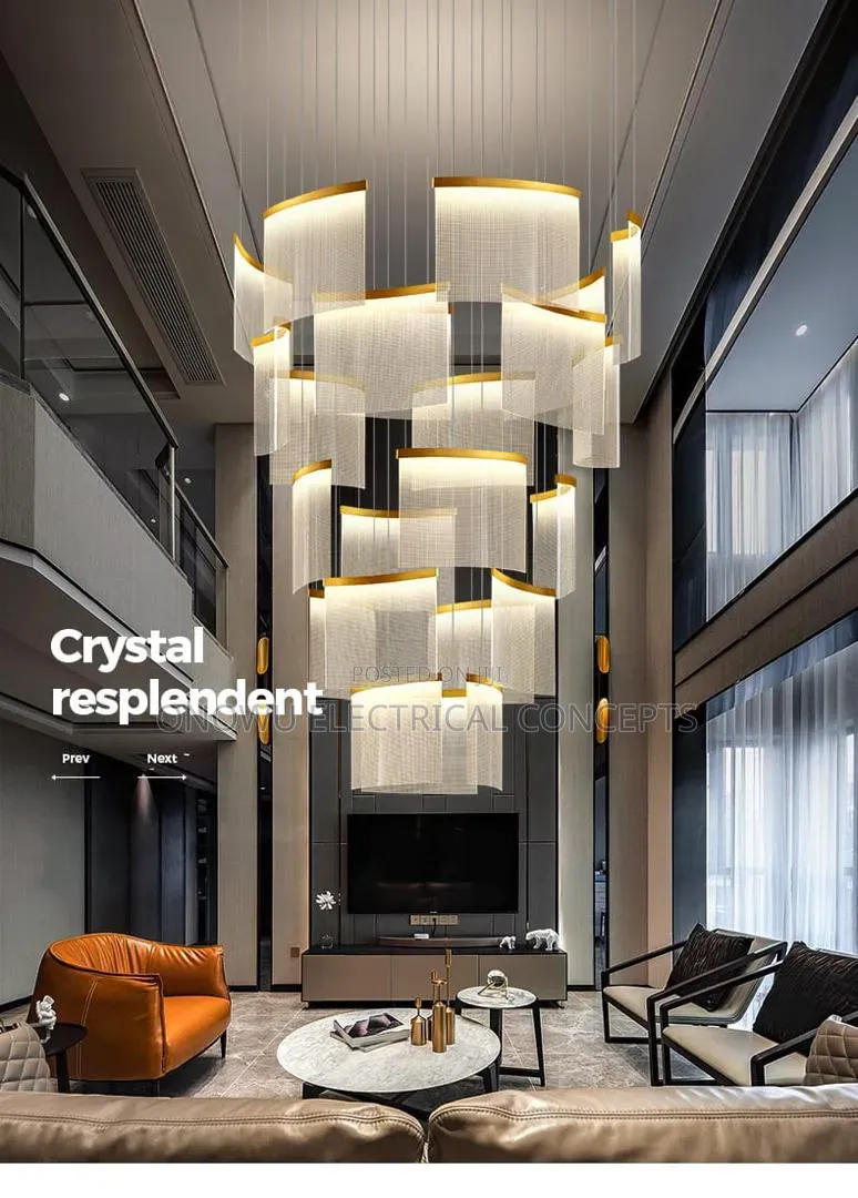European Style, Duplex Building, Crystal, Simple, Large Chandelier