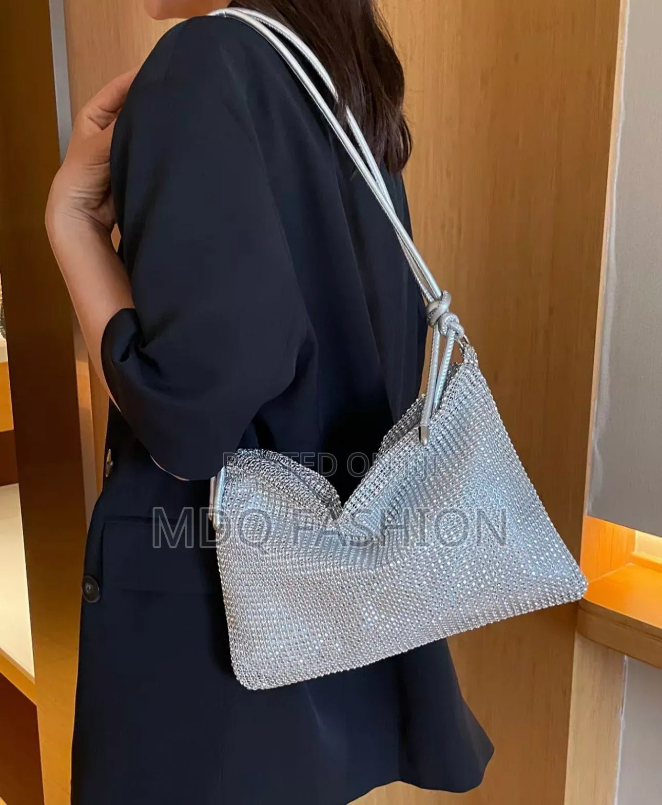 Silver Crystal Mesh Bag