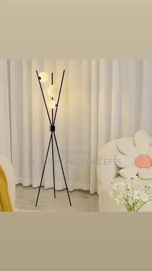 3-Light Black Modern Tripod With Glass Shade Floor Lamp