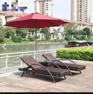 Rattan Sun Lounger Set – Outdoor Pool/Patio Chaise With Umbrella