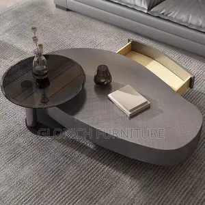 Oval Coffee Table – Modern Two-Tier Design With Smoked Glass