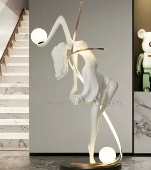 Abstract Sculpture 3-Color Light Led Floor Lamp With Dance Goddess