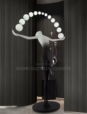Abstract Sculpture 3-Color Light Led Floor Lamp With Dance Goddess