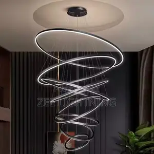High Roofs and Staircase Chandelier (8rings)