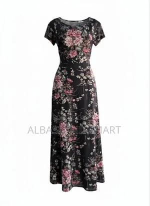 Maxi Dress Features A Flattering Elastic Waist And Short Sleeves