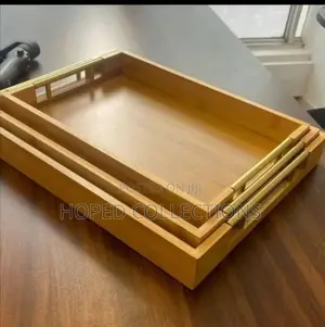 Gold Handle Wooden Tray