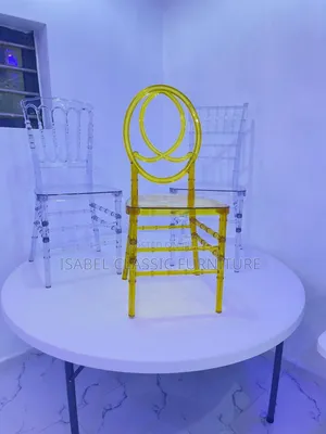 Imported Crystal Clear Resin Channel Gold Chavari Chairs
