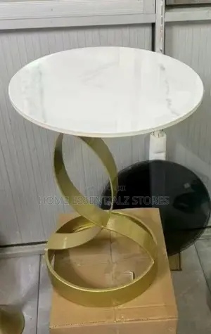 Coffee Side Stools - Modern Marble Top Side Table With Gold Metal Base