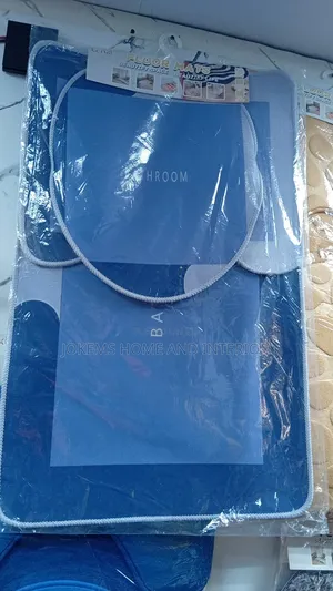 3 Piece Blue Bathroom Mat Set