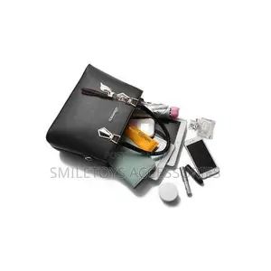 Ladies 2-Piece Pu Leather Tote Bag Crossbody Bag With Cat Charm