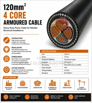 120mm2 × 4 Core Armoured Copper Cable