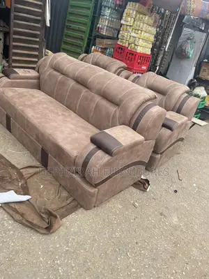 7 Seater Brown Leather Sofa Set