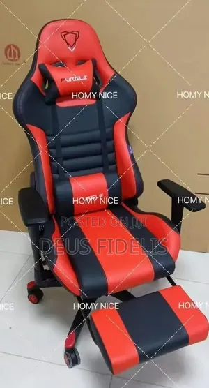 Gaming Chair With Headrest and Footrest Black and Red Colour