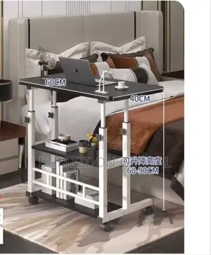Adjustable Mobile Laptop Desk With Storage Shelf and Keyboard Tray