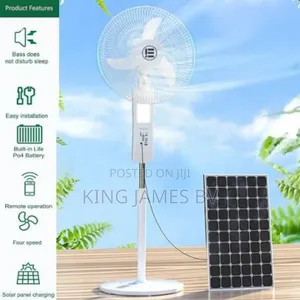 Complete Solar Stand Fan With Solar Panel Bulb and Plugs