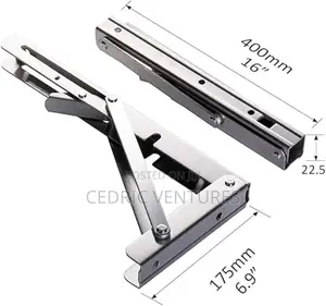 16 Inch Stainless Steel Folding Shelf Bracket - 2 Pieces