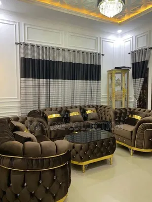 Luxury Chesterfield Sofa Set With Gold Accents