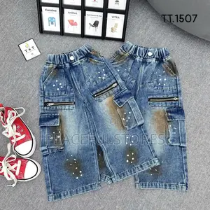Kids' Luxury Heavy-Wash Multi-Pocket Cargo Denim Jeans