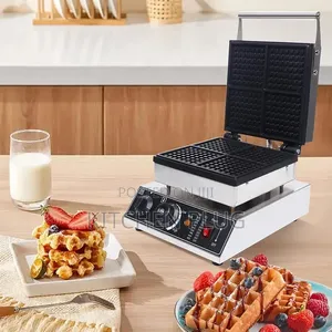Commercial-grade 4-square Belgian Waffle Maker