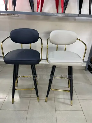 Original Bar Stool– Leatherette Seat With Gold Accent Frame Footrest
