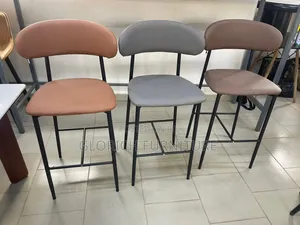 Bar Stool – Leatherette Padded Seat Backrest on Black Metal Frame