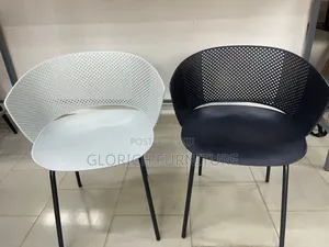 Perforated Shell Chair – Modern Plastic Accent Chair on Metal Legs