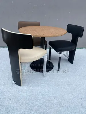 Oval Wood-Top Café Table Set – 3-Seater With Mixed Designer Chairs