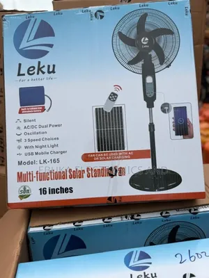 Leku 16inches Fan With Solar Panel Ac/Dc Dual Power