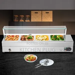 Commercial 4 Pan Bain Marie Food Warmer Counter