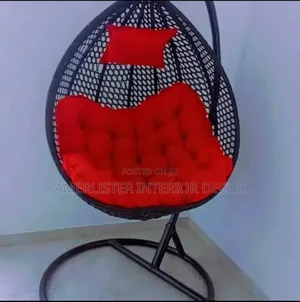Black and Red Rattan Swing Chair